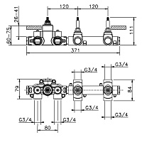 Cisal Внутренняя часть термостатического смесителя для душа на 2 потребителя ZA01R20004