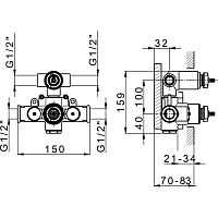 Cisal Cherie Встраиваемая часть термостатического смесителя для душа на 2 потребителя ZA01910004