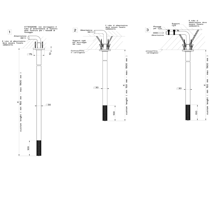 Gessi Inciso Излив потолочный 160 см, цвет: finox brushed nickel 58199#149