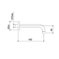 Bongio Acquacarica Излив настенный, 22 см, цвет черный 00989NE22