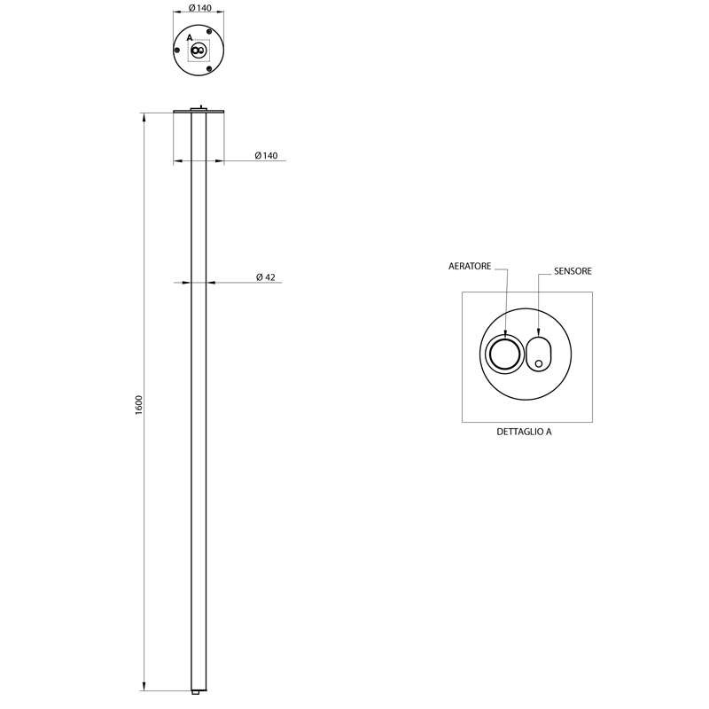 Bongio Elettronici Сенсорный потолочный излив, цвет хром 00977CREL