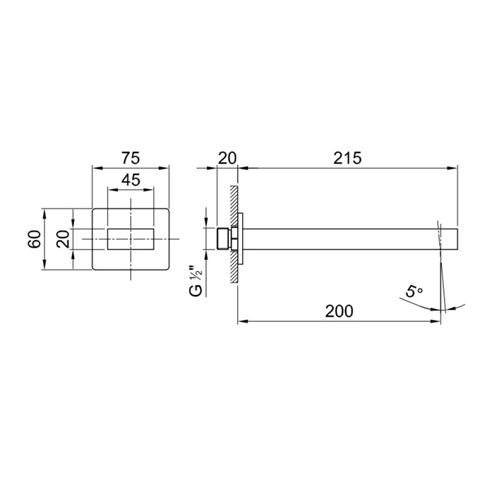 Fantini Mint Излив для ванны, настенный, цвет хром 34 02 F045