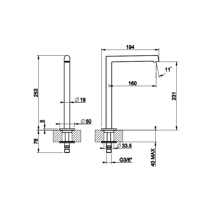 Gessi Ingranaggio Излив отдельностоящий, высота 23,1 см, цвет: copper brushed PVD 63323#708