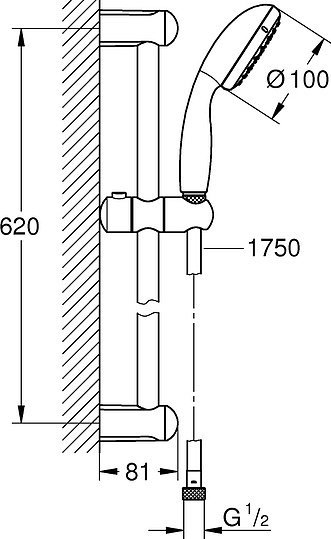 Grohe Tempesta New Душевой гарнитур 20х20хh64 см, цвет: хром 27924001