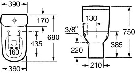 Roca Giralda Бачок для унитаза с механизмом двойного смыва, цвет: белый глянцевый 341469000