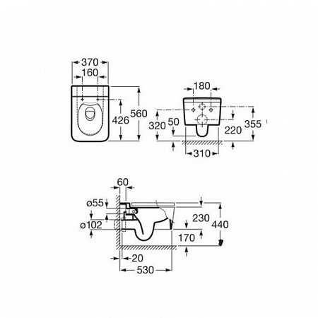 Roca Inspira Square Крышка-сиденье с микролифтом, петли хром 80153200B