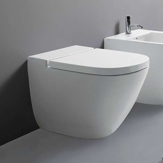 Globo Stockholm Унитаз приставной без крышки, с креплением, 37x58 см, цвет: белый глянцевый LA001BI