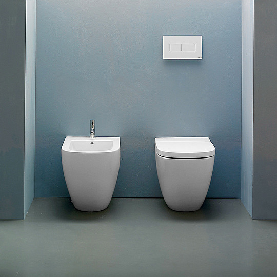 Globo Stockholm Унитаз приставной без крышки, с креплением, 37x58 см, цвет: белый глянцевый LA001BI