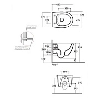 Globo 4All Унитаз подвесной безободковый, с креплением, 37x48 см, цвет: белый глянцевый MDS04BI