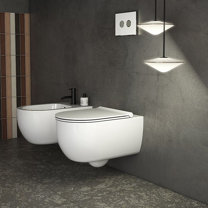 Globo Mode Унитаз подвесной безободковый, с креплением, 34х53 см, цвет: белый глянцевый MES02BI