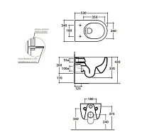 Globo Mode Унитаз подвесной безободковый, с креплением, 34х53 см, цвет: белый глянцевый MES02BI