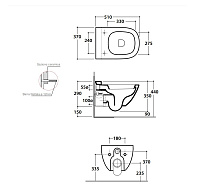 Globo Stockholm Унитаз подвесной без крышки, с креплением, 37x51 см, цвет: белый глянцевый LAS03BI