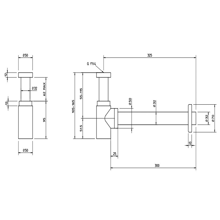 Gessi Сифон для биде, цвет хром 01375#031