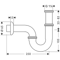Hansgrohe Сифон трубчатый, стандартная модель, цвет: хром 53002000