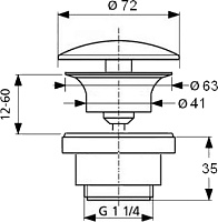 ArtCeram Донный клапан для раковины универсальный с керамической крышкой, цвет: glossy white ACA036