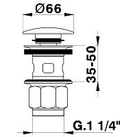 Cisal Донный клапан для раковины 1/4, Click-Clack, с переливом, цвет: rose gold ZA0016202P
