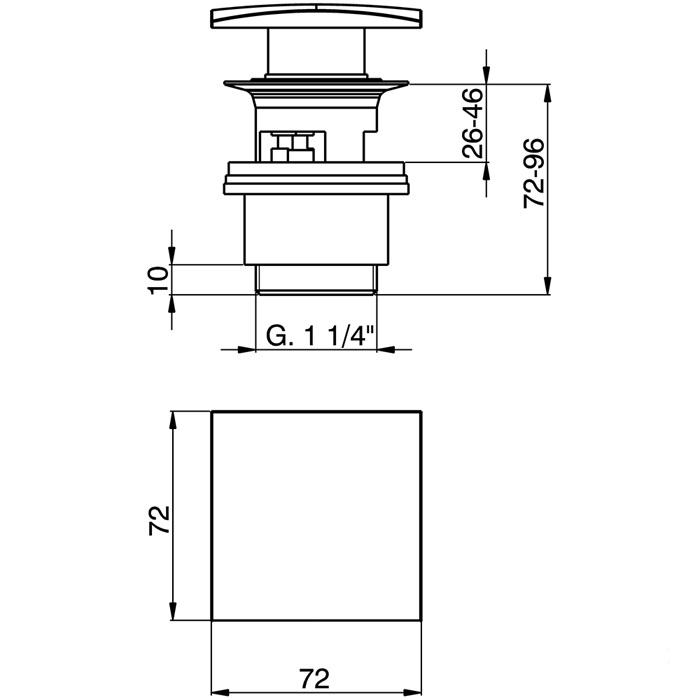 Cisal Донный клапан для раковины 1/4, Click-Clack, с переливом, цвет: 24k gold ZA00162224