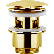 Cisal Донный клапан для раковины 1/4, Click-Clack, с переливом, цвет: 24k gold ZA00162224