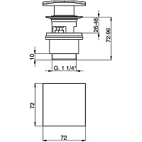 Cisal Донный клапан для раковины 1/4, Click-Clack, с переливом, цвет: 24k gold ZA00162224