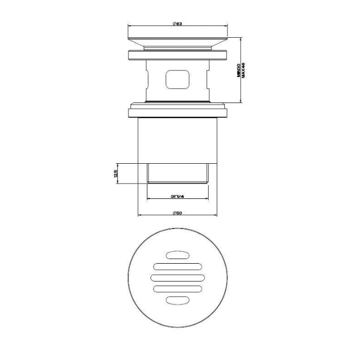 Gessi Донный клапан свободного слива, цвет: chrome 01313#031