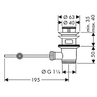 Hansgrohe Донный клапан для раковины с переливом, управление с помощью стержня тяги, цвет: хром 94139000