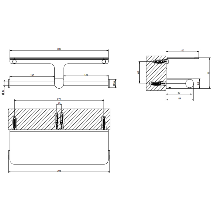 Gessi Rilievo Двойной держатель туалетной бумаги, цвет: chrome 59450#031