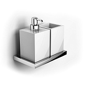 Gattoni Kubik Дозатор со стаканом на подвесном держателе, керамическая колба, цвет: хром 0425/ABC0