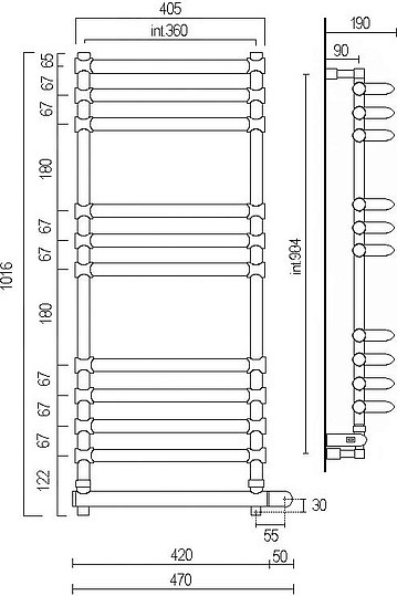 Margaroli Luna 534 Полотенцесушитель электрический выгнутый 47х102h (36), цвет: bronze/old brass 5344711OBNB