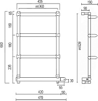 Margaroli Luna 532 Полотенцесушитель электрический выгнутый 47х66h (36), выкл. справа, цвет: chrome 5323704CRNB