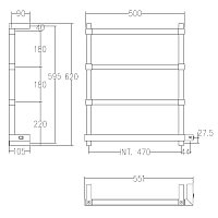 Margaroli Panorama 842 Полотенцесушитель электрический 55х62h (47), выкл. справа, цвет: chrome 8424704CRNB