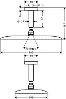Hansgrohe Raindance E Верхний душ 36x19 см, 1 вид струи, кронштейн потолочный 10 см, цвет: хром 27381000