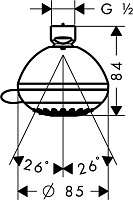 Hansgrohe Crometta Верхний душ 8,5 см Vario, 2 вида струи, регулируемый угол, цвет: хром 28424000