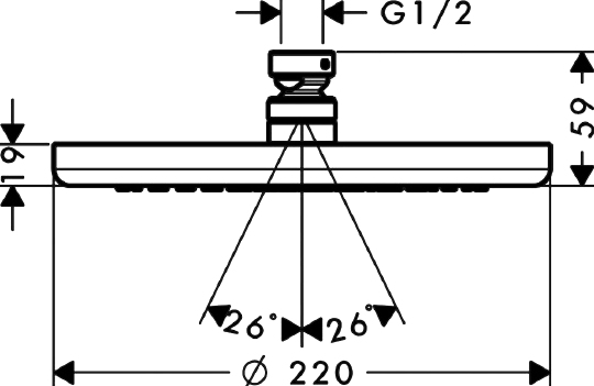Hansgrohe Croma Верхний душ 22 см, 1 вид струи, регулируемый угол, цвет: хром 26464000