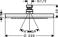 Hansgrohe Croma Верхний душ 22 см, 1 вид струи, регулируемый угол, цвет: хром 26464000