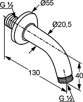 Kludi A-QA Кронштейн для душа DN 15 настенный 13 см, цвет: хром 6235305-00