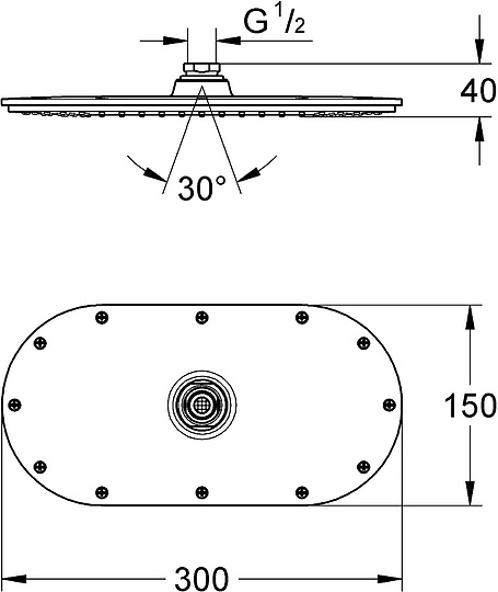 Grohe Rainshower Veris Верхний душ 30х15хh4 см, цвет: хром глянцевый 27470000