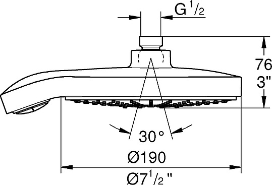 Верхний душ Grohe Power&Soul Cosmopolitan 190 27764LS0
