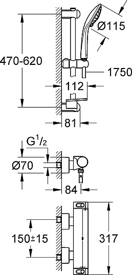 Grohe Grohtherm 2000 New Душевой комплект, цвет: хром глянцевый 34195001