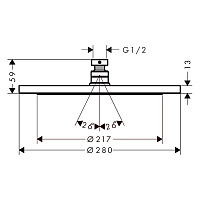 Hansgrohe Croma Верхний душ 28 см, 1 вид струи, регулируемый угол, цвет: матовый черный 26220670