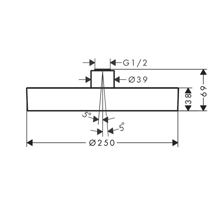 Hansgrohe Rainfinity Верхний душ 25 см, 1 вид струи, регулируемый угол, цвет: полированное золото 26228990