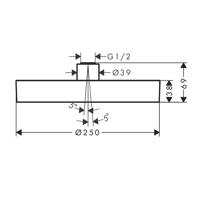 Hansgrohe Rainfinity Верхний душ 25 см, 1 вид струи, цвет: шлифованный черный хром 26228340