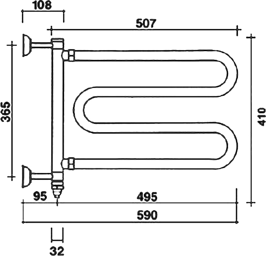 Margaroli Vento 510 Полотенцесушитель электрический поворотный 50,7х41h (36,5), шнур, цвет: chrome 510CRC