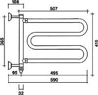 Margaroli Vento 510 Полотенцесушитель электрический поворотный 50,7х41h (36,5), шнур, цвет: chrome 510CRC