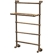 Margaroli Sole 442 Полотенцесушитель водяной для ГВС 53,5х90h (47) с полкой, нижнее, цвет: old brass 4424705OBP