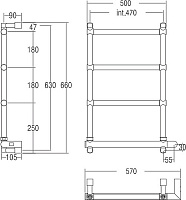 Margaroli Sole 542 Полотенцесушитель электрический 57х66h (47), выкл. справа, цвет: gold 5424704GONB