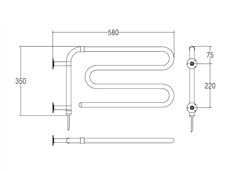 Margaroli Arcobaleno 610 Полотенцесушитель электрический поворот. 50х35h (22) шнур, цвет: old brass 610OBC