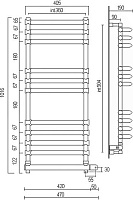 Margaroli Luna 534 Полотенцесушитель электрический выгнутый 47х102h (36) выкл. справа, цвет: chrome 5344711CRNB