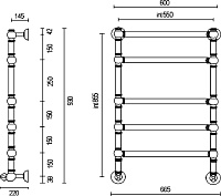 Margaroli Armonia 9-464 Полотенцесушитель водяной для ГВС 62,5х93h (int 55), нижнее, цвет: gold 94645505GO