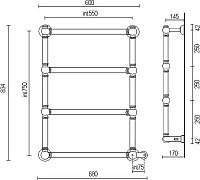 Margaroli Armonia 9-542 Полотенцесушитель электр. 68х83h (55), выкл. справа, цвет: bronze/old brass 95425504OBNB