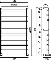 Margaroli Panorama 764 Полотенцесушитель водяной для ГВС 52х85h (int 47), нижнее, цвет: chrome 7644708CRN